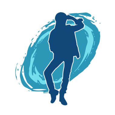 Hareketli bir kadın dansçının silueti. Dans eden zayıf bir kadının silueti..