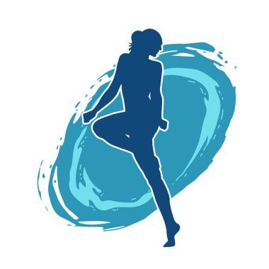 Hareketli bir kadın dansçının silueti. Dans eden zayıf bir kadının silueti..