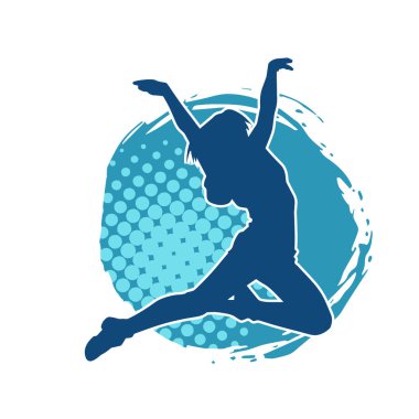 Hareketli bir kadın balerin silueti. Dans eden balerin kızın silueti..