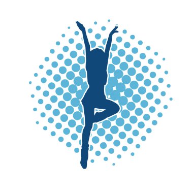 Hareketli bir kadın dansçının silueti. Dans eden zayıf bir kadının silueti..