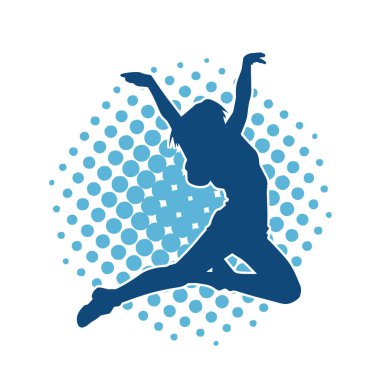 Hareketli bir kadın balerin silueti. Dans eden balerin kızın silueti..