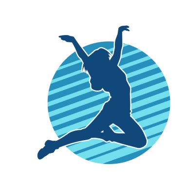 Hareketli bir kadın balerin silueti. Dans eden balerin kızın silueti..