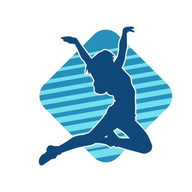 Hareketli bir kadın balerin silueti. Dans eden balerin kızın silueti..