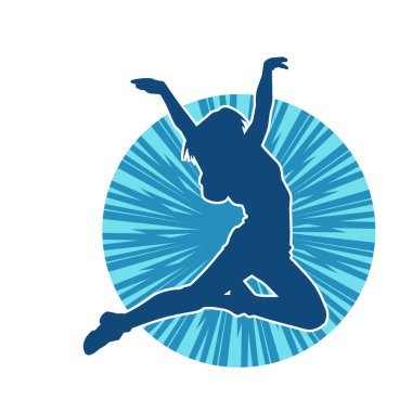 Hareketli bir kadın balerin silueti. Dans eden balerin kızın silueti..