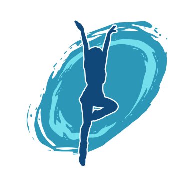 Hareketli bir kadın dansçının silueti. Dans eden zayıf bir kadının silueti..