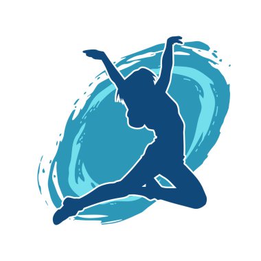 Hareketli bir kadın balerin silueti. Dans eden balerin kızın silueti..