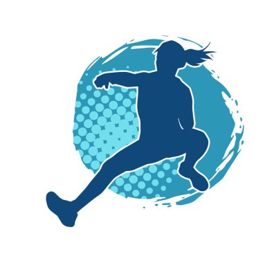 Hareketli bir kadın dansçının silueti. Dans eden zayıf bir kadının silueti..