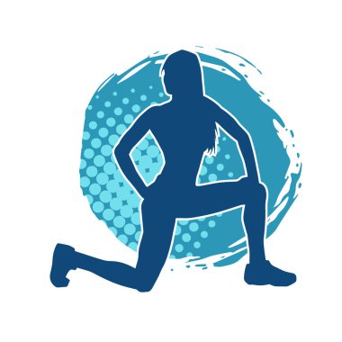Zayıf kadın silueti egzersiz yapıyor. Spor yapan, spor yapan bir kadının silüeti.. 