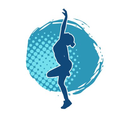 Zayıf kadın silueti egzersiz yapıyor. Spor yapan, spor yapan bir kadının silüeti.. 