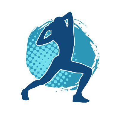 Zayıf kadın silueti egzersiz yapıyor. Spor yapan, spor yapan bir kadının silüeti.. 