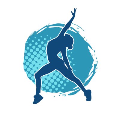 Zayıf kadın silueti egzersiz yapıyor. Spor yapan, spor yapan bir kadının silüeti.. 