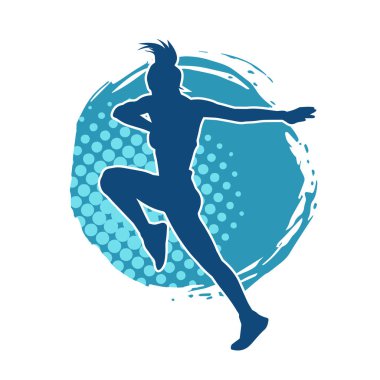 Zayıf kadın silueti egzersiz yapıyor. Spor yapan, spor yapan bir kadının silüeti.. 