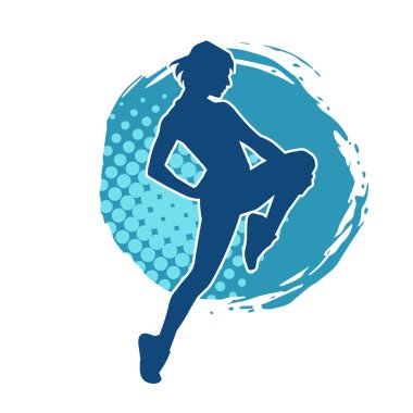 Zayıf kadın silueti egzersiz yapıyor. Spor yapan, spor yapan bir kadının silüeti.. 