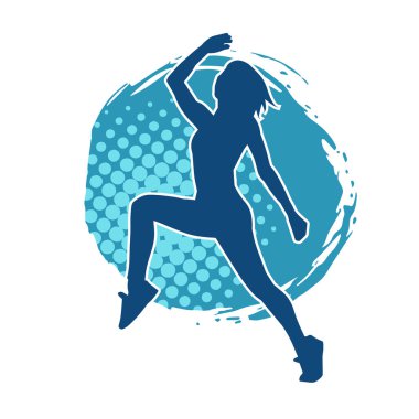 Zayıf kadın silueti egzersiz yapıyor. Spor yapan, spor yapan bir kadının silüeti.. 