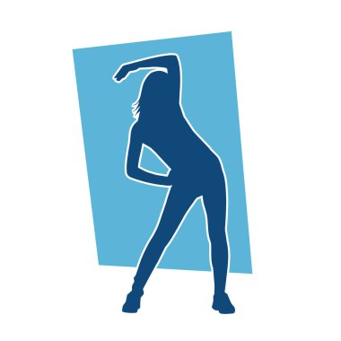 Zayıf kadın silueti egzersiz yapıyor. Spor yapan, spor yapan bir kadının silüeti.. 