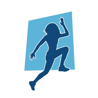 Zayıf kadın silueti egzersiz yapıyor. Spor yapan, spor yapan bir kadının silüeti.. 