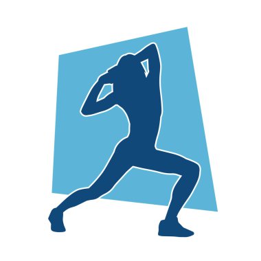 Zayıf kadın silueti egzersiz yapıyor. Spor yapan, spor yapan bir kadının silüeti.. 