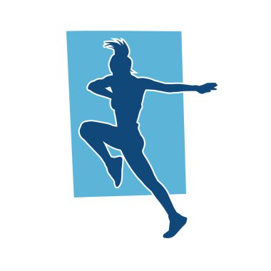 Zayıf kadın silueti egzersiz yapıyor. Spor yapan, spor yapan bir kadının silüeti.. 