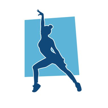 Zayıf kadın silueti egzersiz yapıyor. Spor yapan, spor yapan bir kadının silüeti.. 