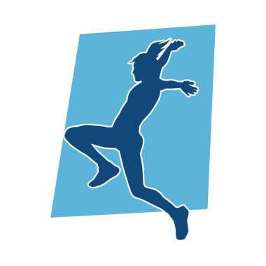 Zayıf kadın silueti egzersiz yapıyor. Spor yapan, spor yapan bir kadının silüeti.. 