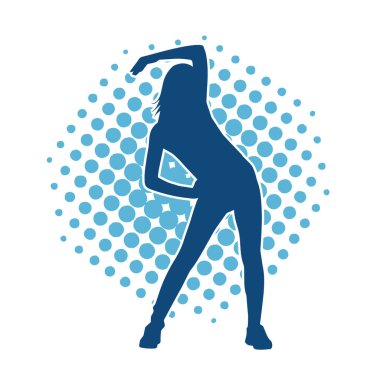 Zayıf kadın silueti egzersiz yapıyor. Spor yapan, spor yapan bir kadının silüeti.. 