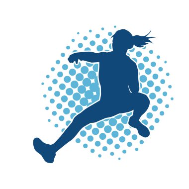 Hareketli bir kadın dansçının silueti. Dans eden zayıf bir kadının silueti..