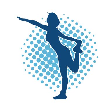 Zayıf kadın silueti egzersiz yapıyor. Spor yapan, spor yapan bir kadının silüeti.. 