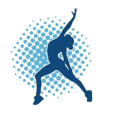 Zayıf kadın silueti egzersiz yapıyor. Spor yapan, spor yapan bir kadının silüeti.. 