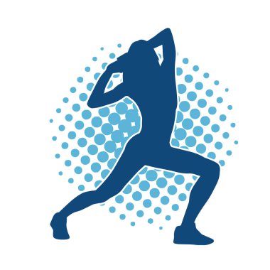 Zayıf kadın silueti egzersiz yapıyor. Spor yapan, spor yapan bir kadının silüeti.. 