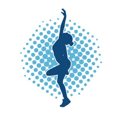 Zayıf kadın silueti egzersiz yapıyor. Spor yapan, spor yapan bir kadının silüeti.. 