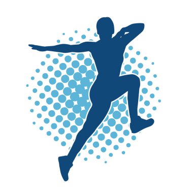 Zayıf kadın silueti egzersiz yapıyor. Spor yapan, spor yapan bir kadının silüeti.. 