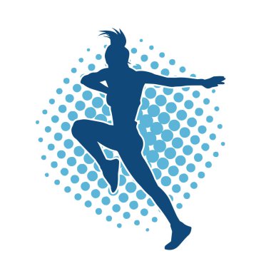 Zayıf kadın silueti egzersiz yapıyor. Spor yapan, spor yapan bir kadının silüeti.. 