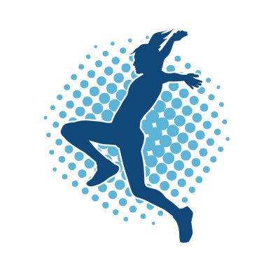 Zayıf kadın silueti egzersiz yapıyor. Spor yapan, spor yapan bir kadının silüeti.. 