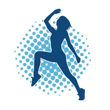 Zayıf kadın silueti egzersiz yapıyor. Spor yapan, spor yapan bir kadının silüeti.. 