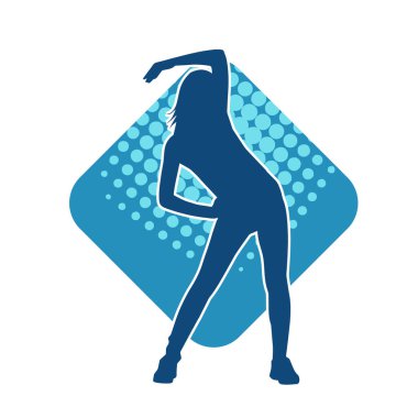 Zayıf kadın silueti egzersiz yapıyor. Spor yapan, spor yapan bir kadının silüeti.. 