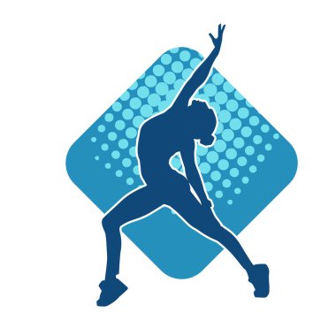 Zayıf kadın silueti egzersiz yapıyor. Spor yapan, spor yapan bir kadının silüeti.. 