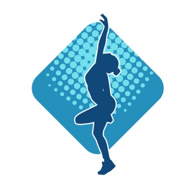 Zayıf kadın silueti egzersiz yapıyor. Spor yapan, spor yapan bir kadının silüeti.. 