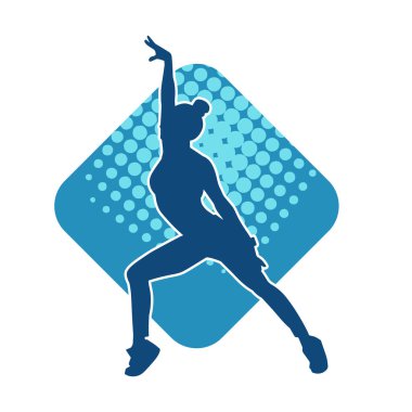 Zayıf kadın silueti egzersiz yapıyor. Spor yapan, spor yapan bir kadının silüeti.. 