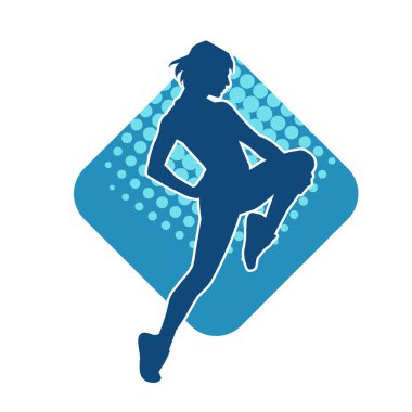 Zayıf kadın silueti egzersiz yapıyor. Spor yapan, spor yapan bir kadının silüeti.. 