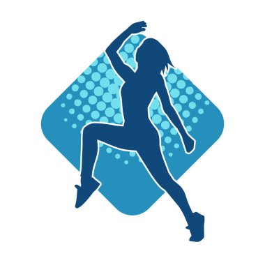 Zayıf kadın silueti egzersiz yapıyor. Spor yapan, spor yapan bir kadının silüeti.. 