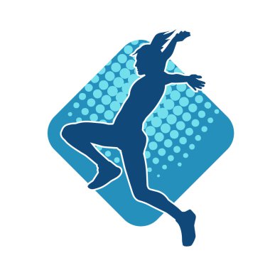 Zayıf kadın silueti egzersiz yapıyor. Spor yapan, spor yapan bir kadının silüeti.. 