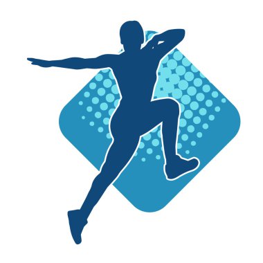 Zayıf kadın silueti egzersiz yapıyor. Spor yapan, spor yapan bir kadının silüeti.. 