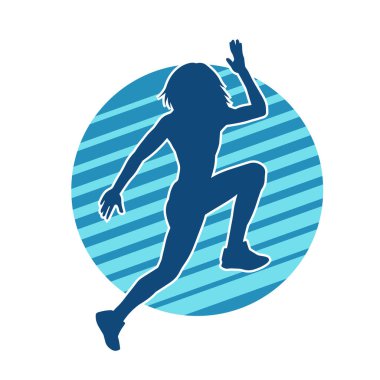 Zayıf kadın silueti egzersiz yapıyor. Spor yapan, spor yapan bir kadının silüeti.. 