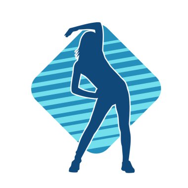 Zayıf kadın silueti egzersiz yapıyor. Spor yapan, spor yapan bir kadının silüeti.. 