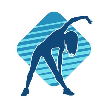 Zayıf kadın silueti egzersiz yapıyor. Spor yapan, spor yapan bir kadının silüeti.. 