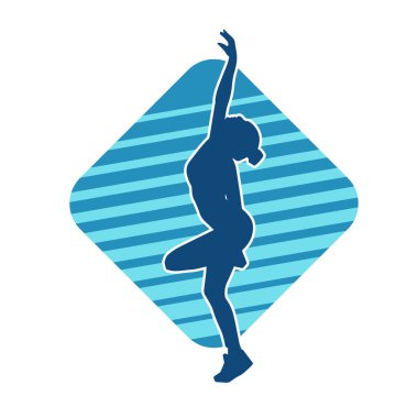 Zayıf kadın silueti egzersiz yapıyor. Spor yapan, spor yapan bir kadının silüeti.. 