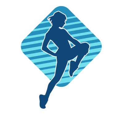 Zayıf kadın silueti egzersiz yapıyor. Spor yapan, spor yapan bir kadının silüeti.. 