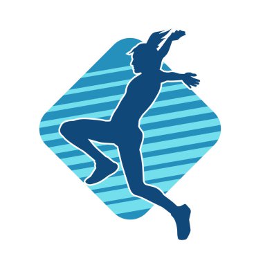 Zayıf kadın silueti egzersiz yapıyor. Spor yapan, spor yapan bir kadının silüeti.. 