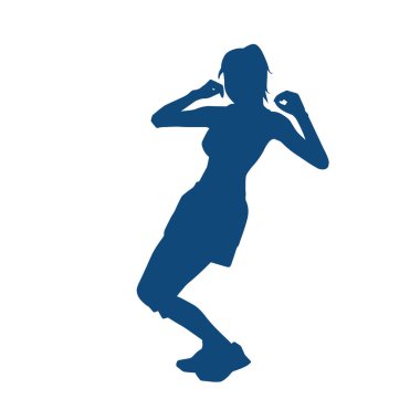 Hareketli bir kadın dansçının silueti. Dans eden zayıf bir kadının silueti..