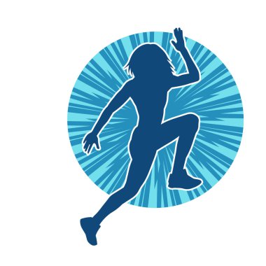 Zayıf kadın silueti egzersiz yapıyor. Spor yapan, spor yapan bir kadının silüeti.. 